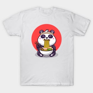 Cute Panda Eating Ramen Noodle T-Shirt